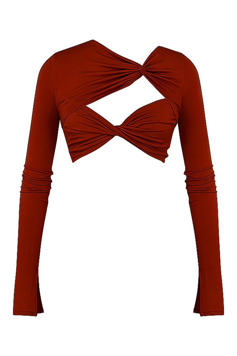 RED TWIST FULL SLEEVE TOP CIENNA